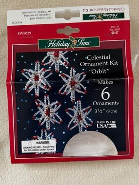 Vintage Holiday Time Celestial Ornament Kit Orbit Makes 6 Beaded Stars